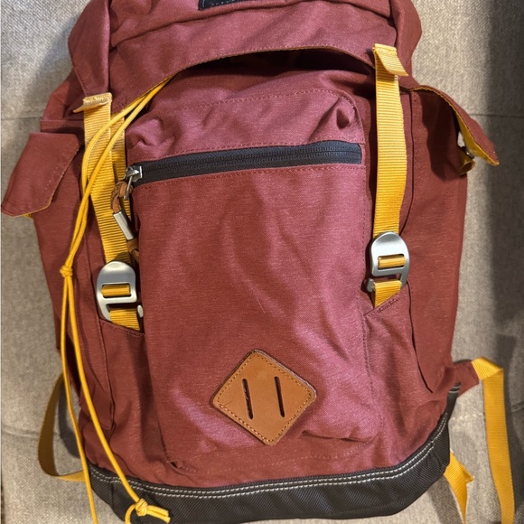 Stylish Burgundy and Yellow Men's Backpack - Picture 1 of 9